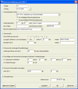 Honorarermittlung nach ING2